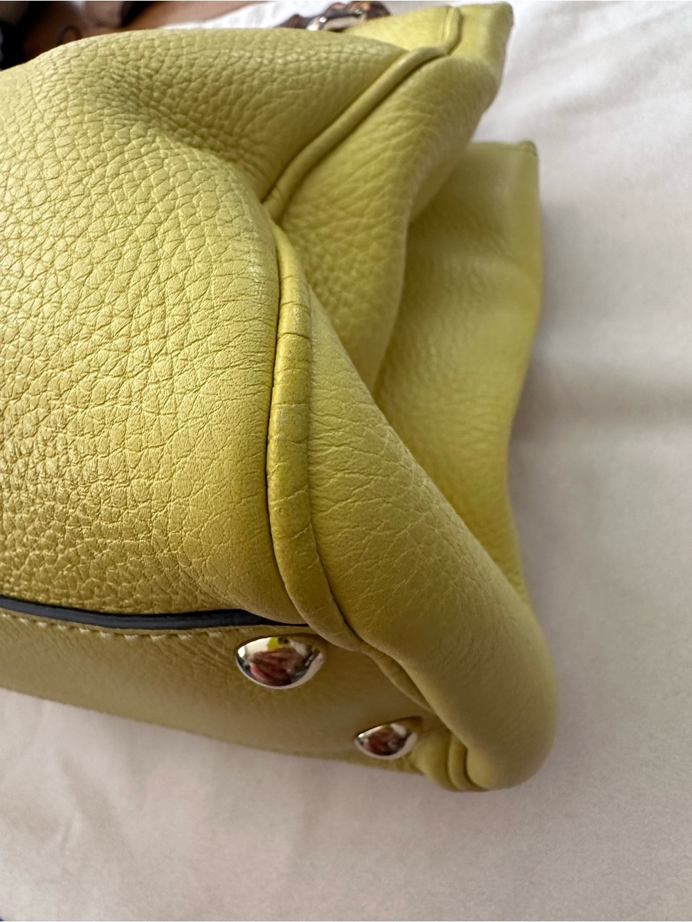 Gucci Yellow Leather Satchel Bamboo Handles Vintage w/ shoulder/cross strap - Picture 6 of 15